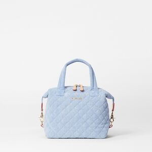 MZ Wallace Light Blue Denim Small Sutton Quilted Satchel